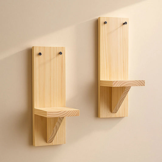 Modern Lightweight Wooden Wall Plant Shelf Set – Floating Indoor Planter Display Shelves