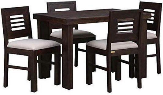 Dark Walnut 4 Seater Dining Table with Cushioned Chairs