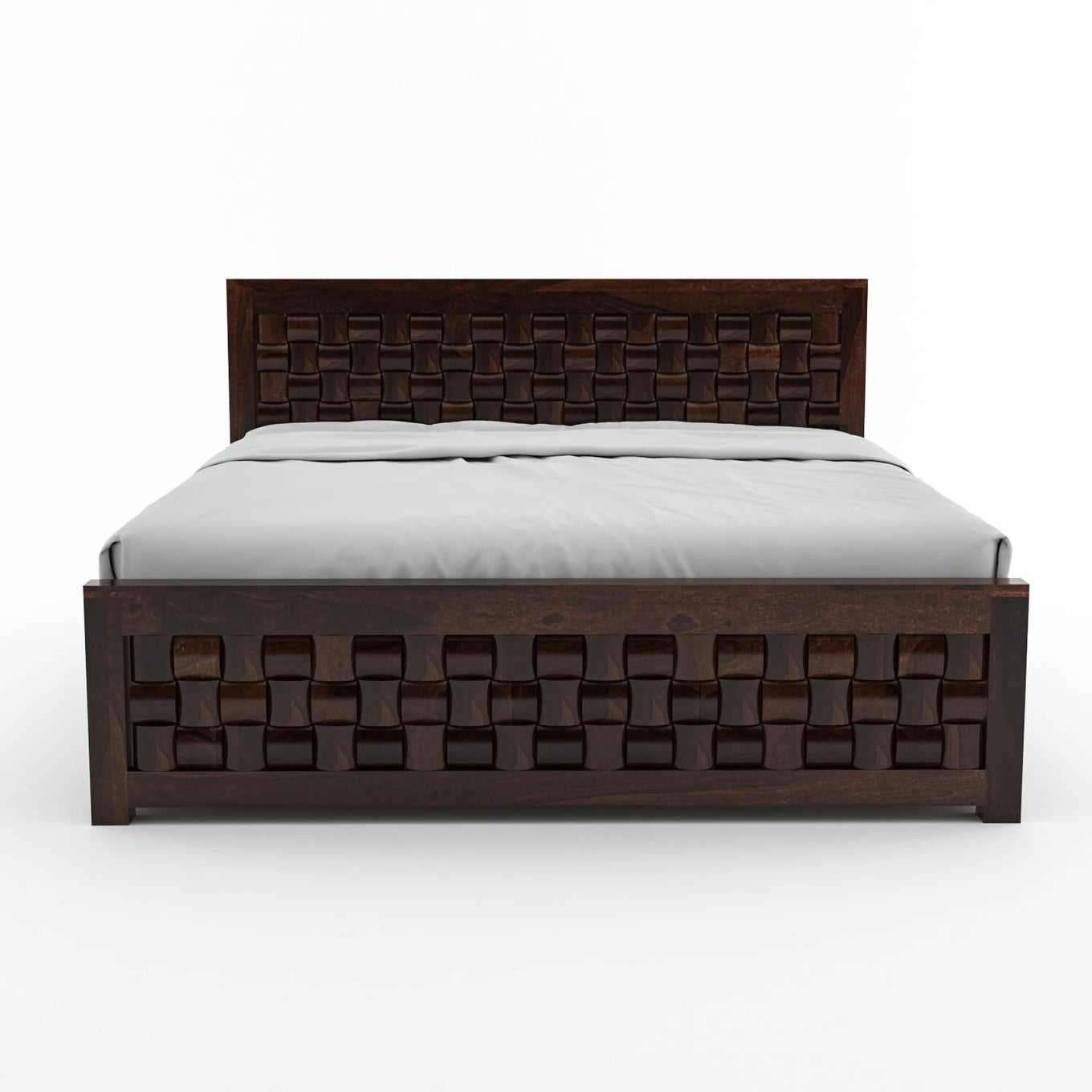 Solid Sheesham Wood King Size Bed with Storage for Modern Bedroom