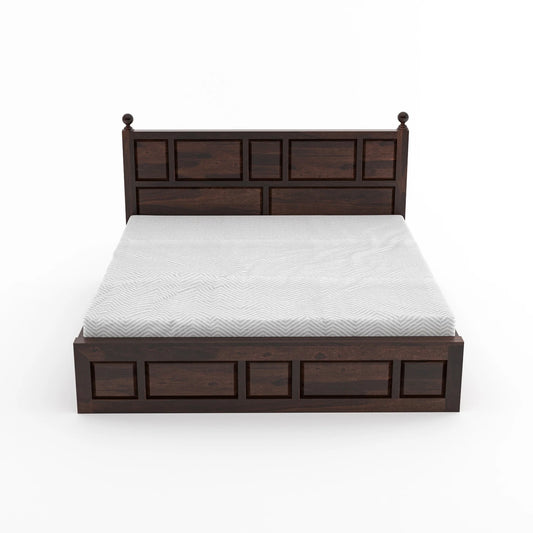 Solid Sheesham Wood King Size Bed with Storage for Bedroom