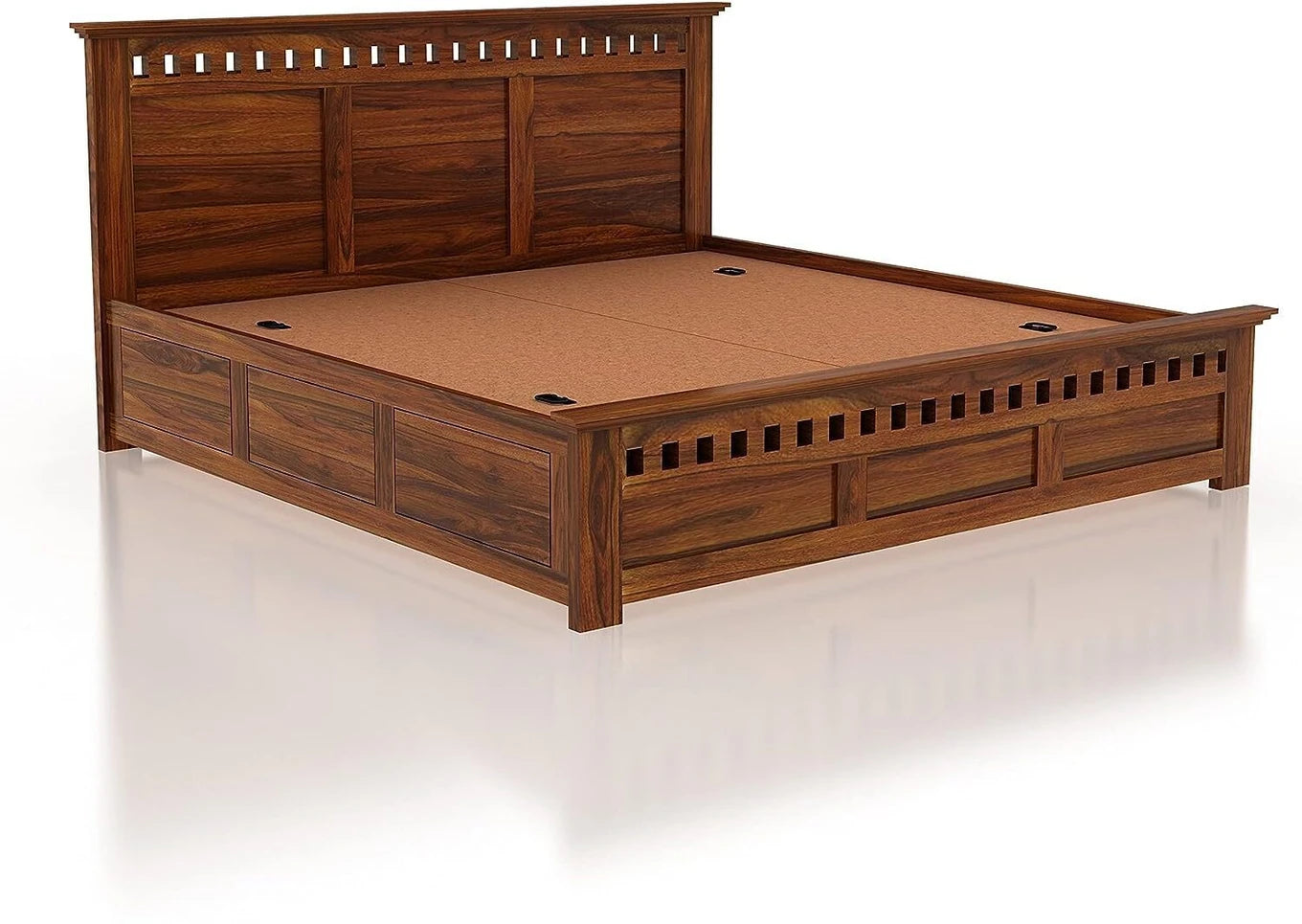Solid Sheesham Wood King Size Bed with Storage for Bedroom