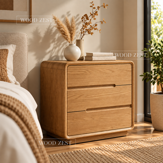 Natural Oak 3 Drawer Wooden Chest of Drawers for Bedroom