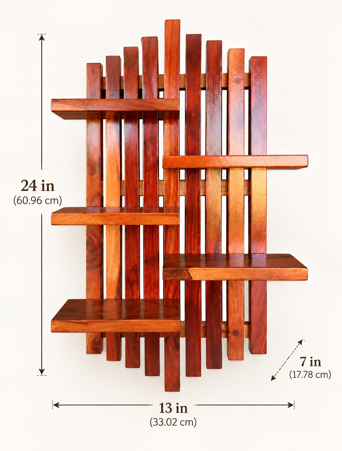 Multipurpose Wooden Wall Shelf with Plant Holder | Modern Floating Display