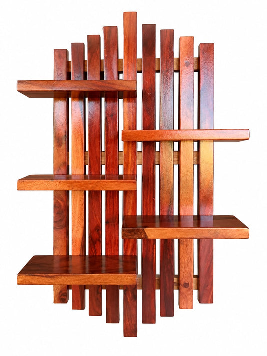 Multipurpose Wooden Wall Shelf with Plant Holder | Modern Floating Display
