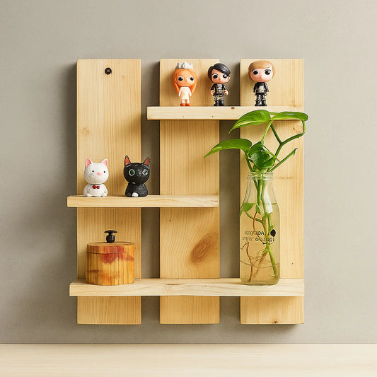 Modern Lightweight Wooden Wall Shelf – Decorative Multi-Level Floating Storage Rack