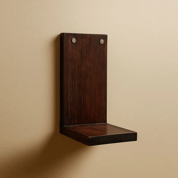 Modern Dark Walnut Wooden Wall Plant Shelf Set – Floating Hydroponic Display Shelves