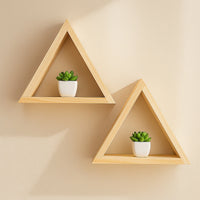 Modern Lightweight Wooden Triangle Wall Shelf Set – Geometric Floating Display Shelves