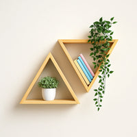 Modern Lightweight Wooden Triangle Wall Shelf Set – Geometric Floating Display Shelves