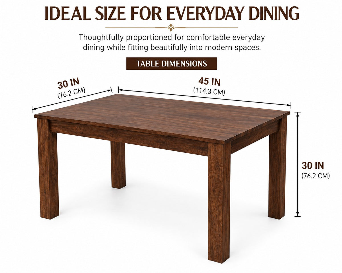4 Seater Dark Brown Dining Table Set with Carved Back Chairs