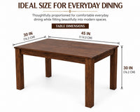 4 Seater Dark Brown Dining Table Set with Carved Back Chairs