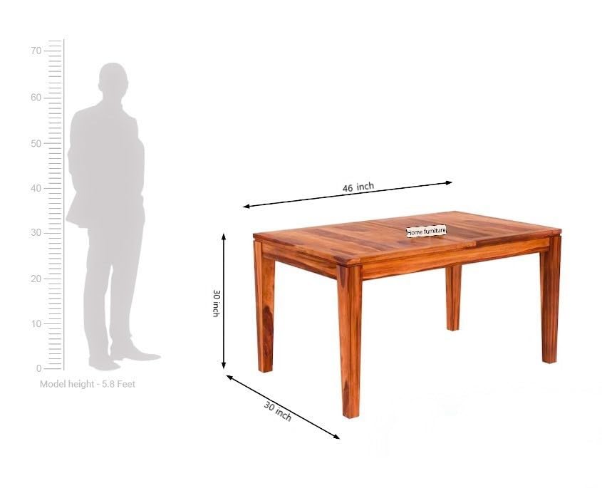 4 Seater Wooden Dining Table with Cushioned Chairs | Natural Wood Finish