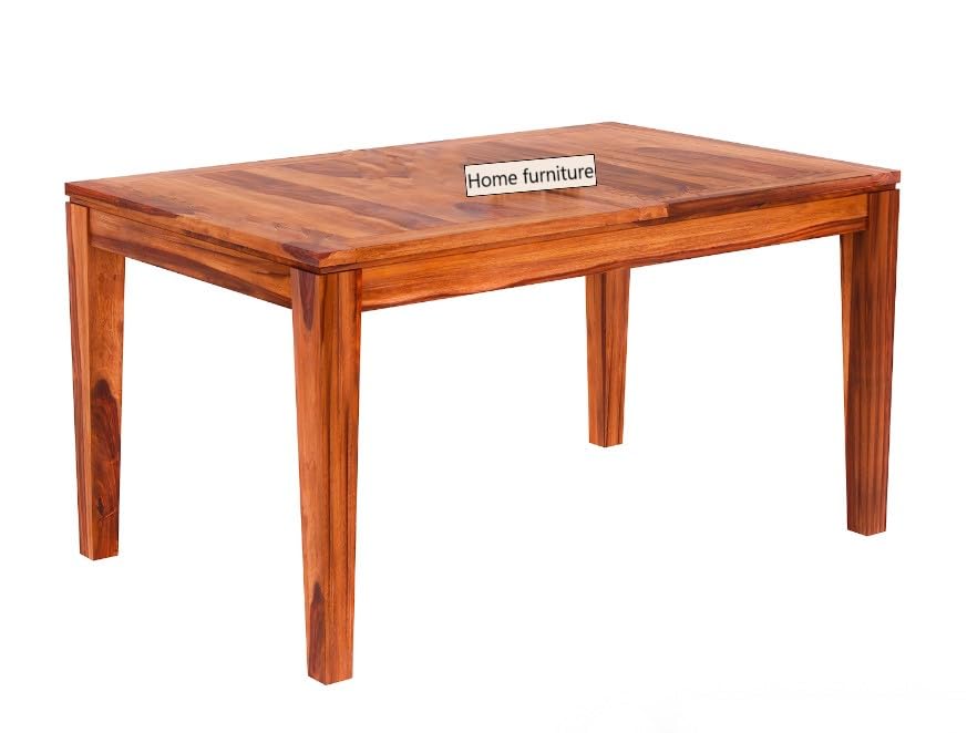 4 Seater Wooden Dining Table with Cushioned Chairs | Natural Wood Finish