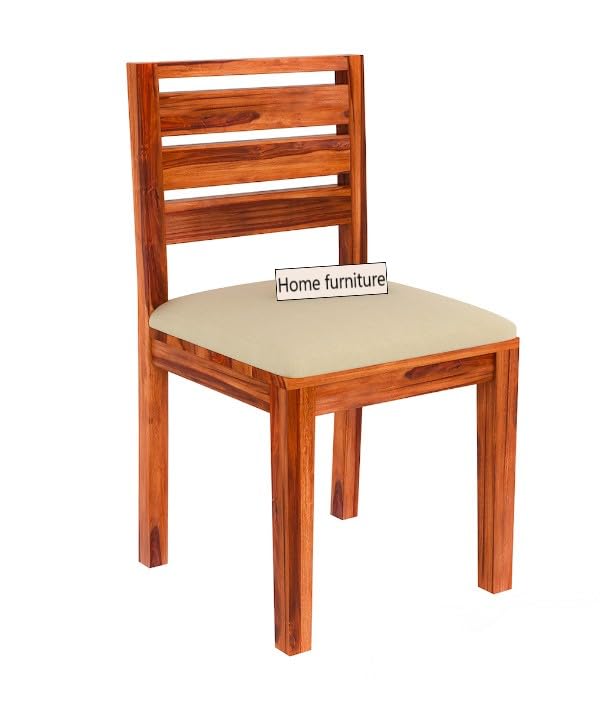 4 Seater Wooden Dining Table with Cushioned Chairs | Natural Wood Finish