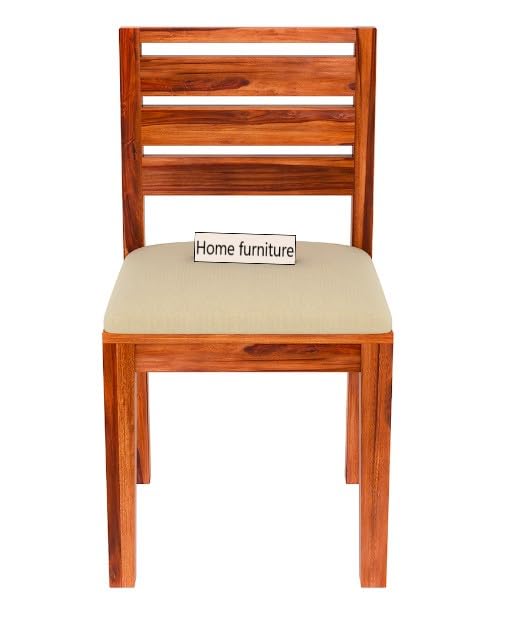4 Seater Wooden Dining Table with Cushioned Chairs | Natural Wood Finish