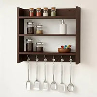 Wall Mounted Kitchen Storage Shelf | Wooden Spice Rack Organizer