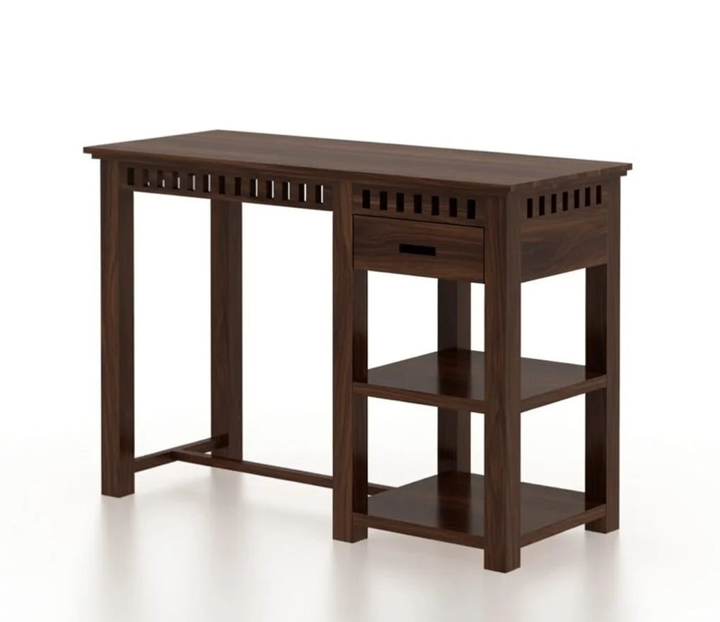 Sheesham Wood Study Desk with Drawer & Open Storage