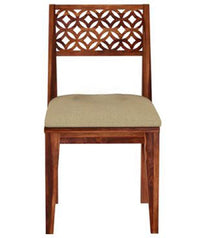 4 Seater Wooden Dining Table with Lattice Back Chairs | Honey Finish