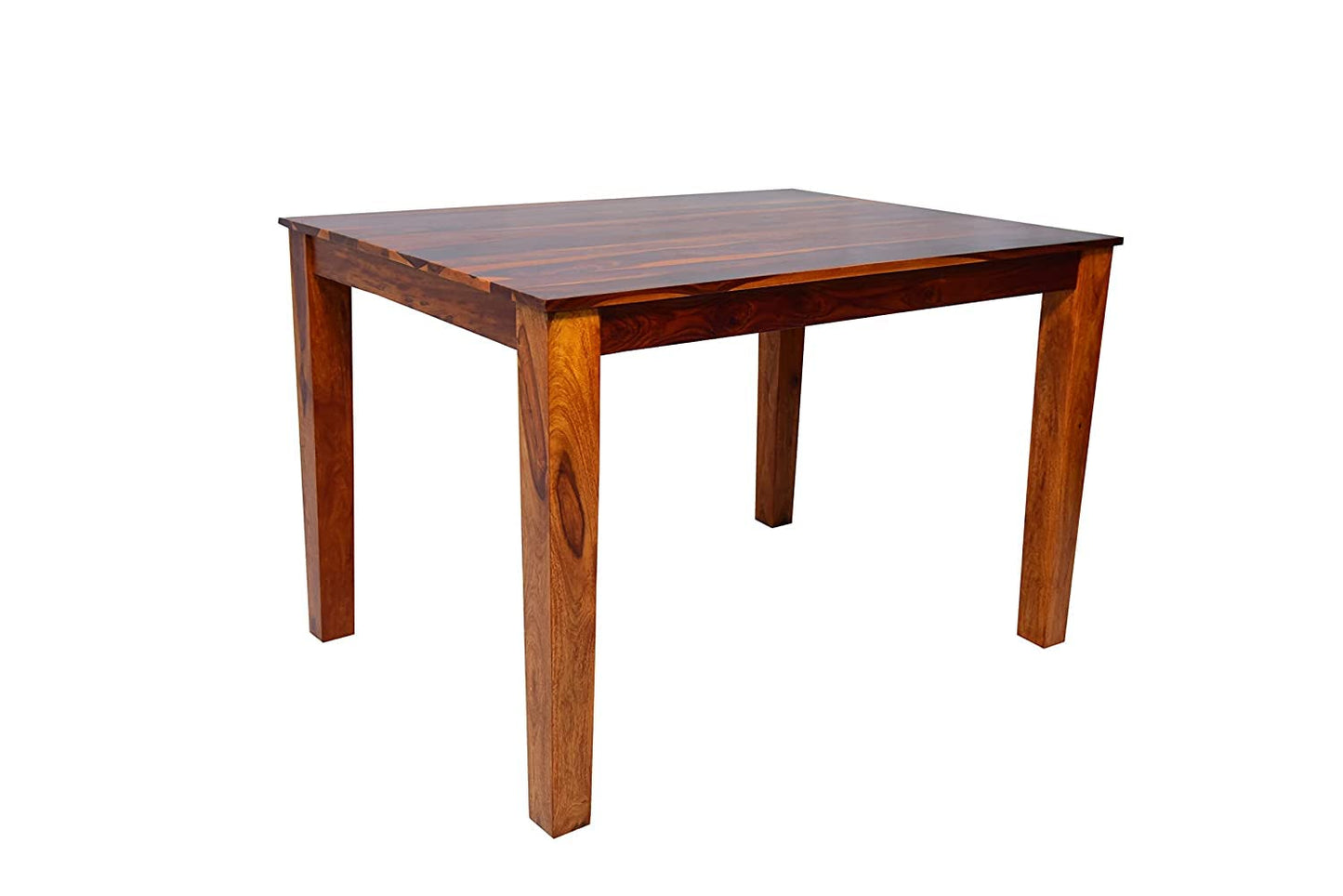 Honey Finish 4 Seater Wooden Dining Table with Cushioned Chairs