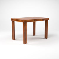 4 Seater Brown Dining Table Set with Patterned Cushioned Chairs