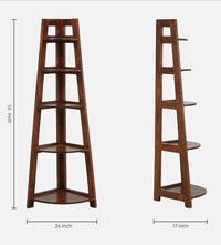 Solid Wood Corner Ladder Shelf | 5-Tier Display Storage Rack
