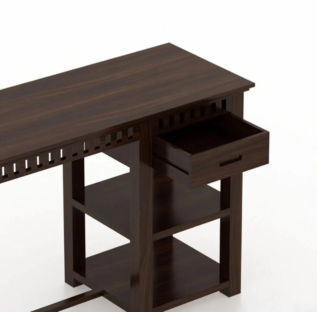 Sheesham Wood Study Desk with Drawer & Open Storage