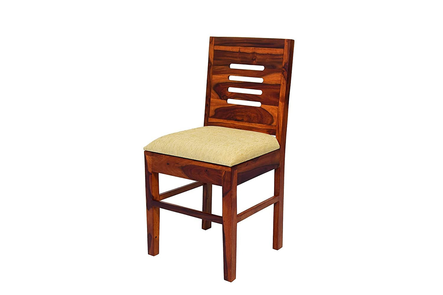 Honey Finish 4 Seater Wooden Dining Table with Cushioned Chairs