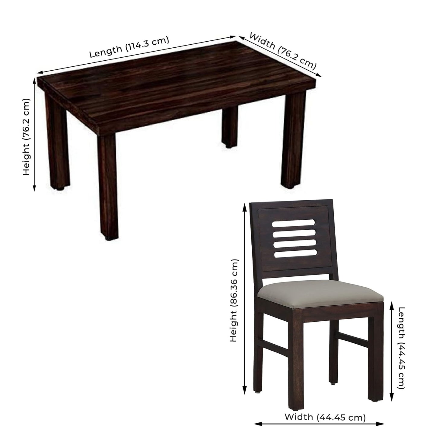 Dark Walnut 4 Seater Dining Table with Cushioned Chairs