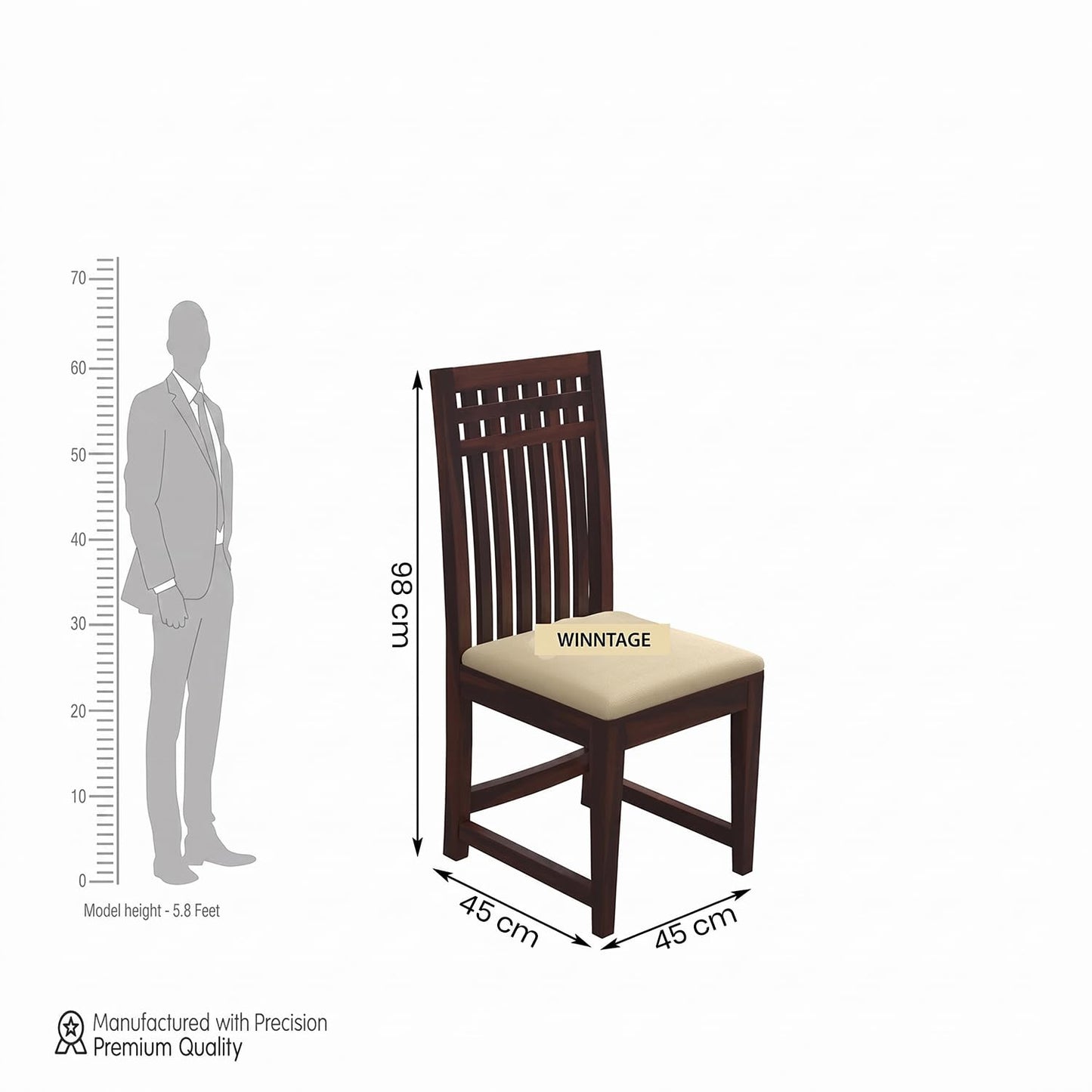 4 Seater Dining Table with Cushioned Chairs | Dark Walnut Finish
