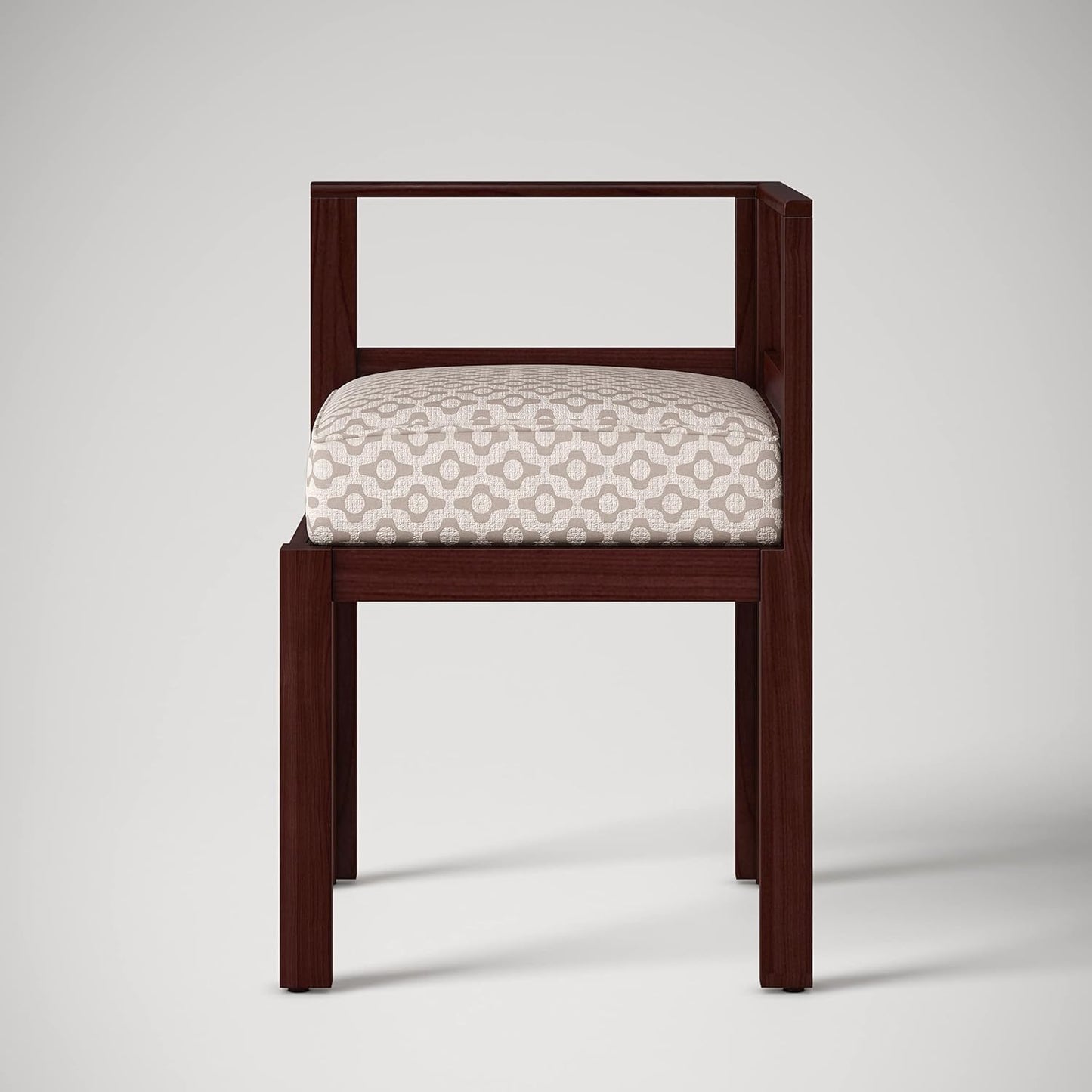 Wooden 4 Seater Dining Set with Cushioned Fabric Chairs