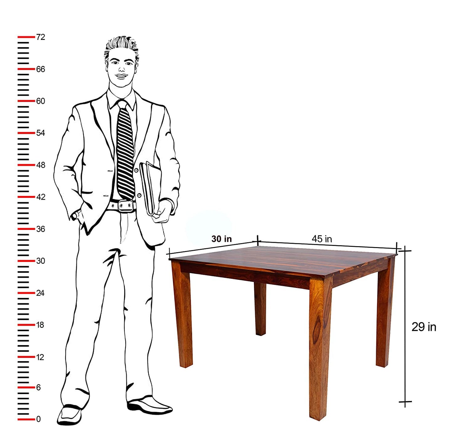 Honey Finish 4 Seater Wooden Dining Table with Cushioned Chairs