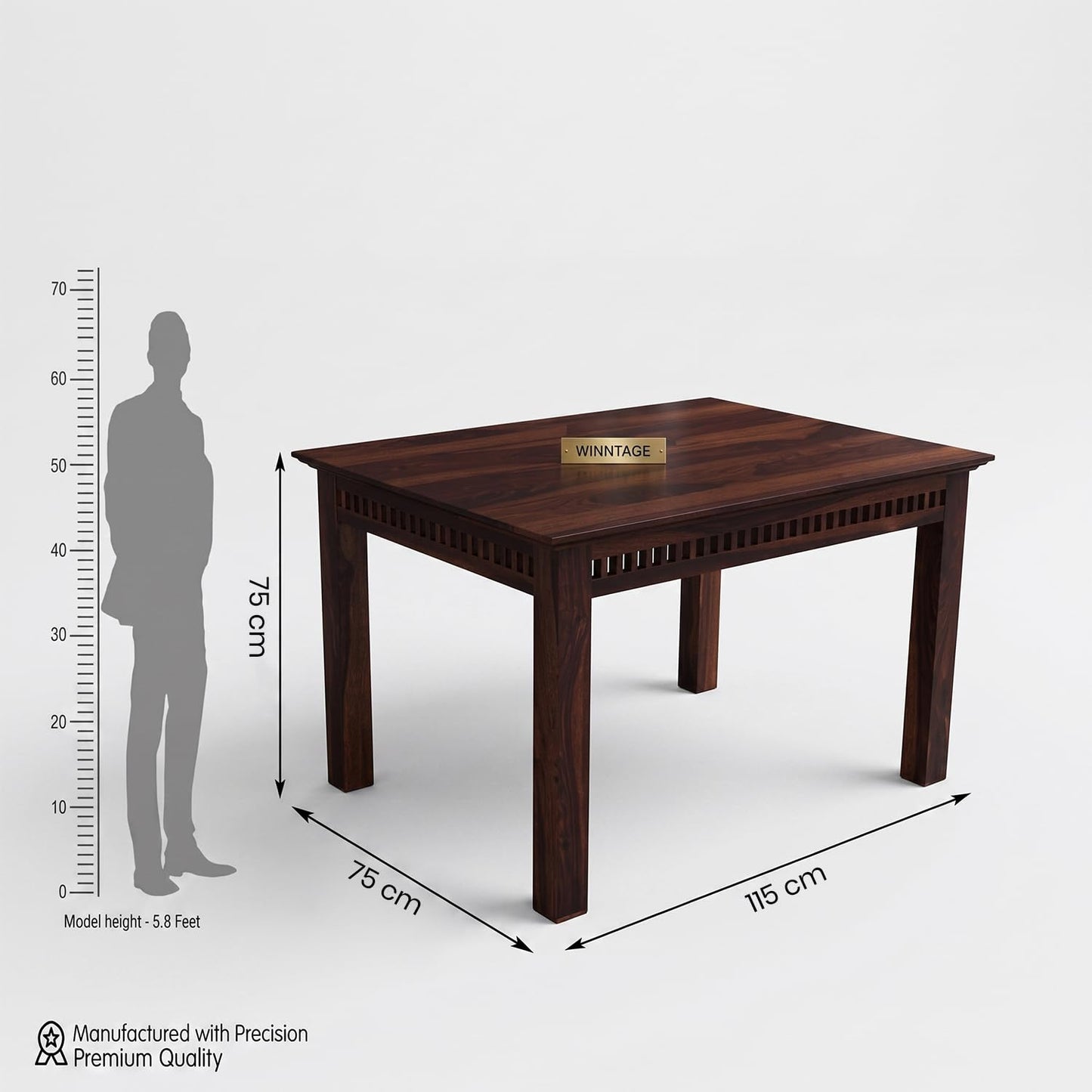 4 Seater Dining Table with Cushioned Chairs | Dark Walnut Finish