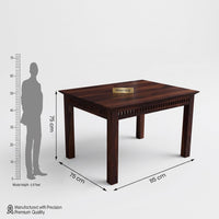 4 Seater Dining Table with Cushioned Chairs | Dark Walnut Finish