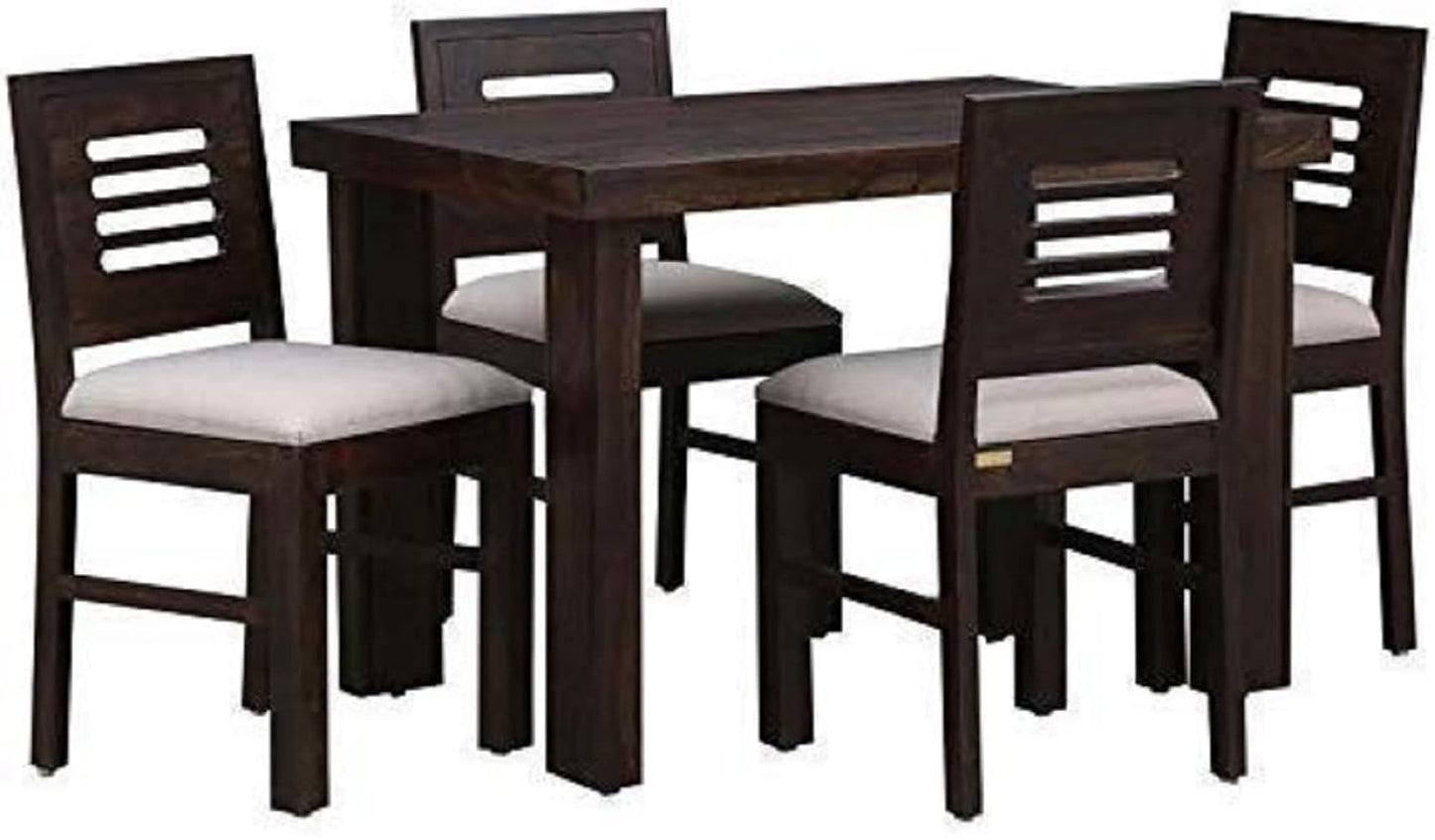 Dark Walnut 4 Seater Dining Table with Cushioned Chairs