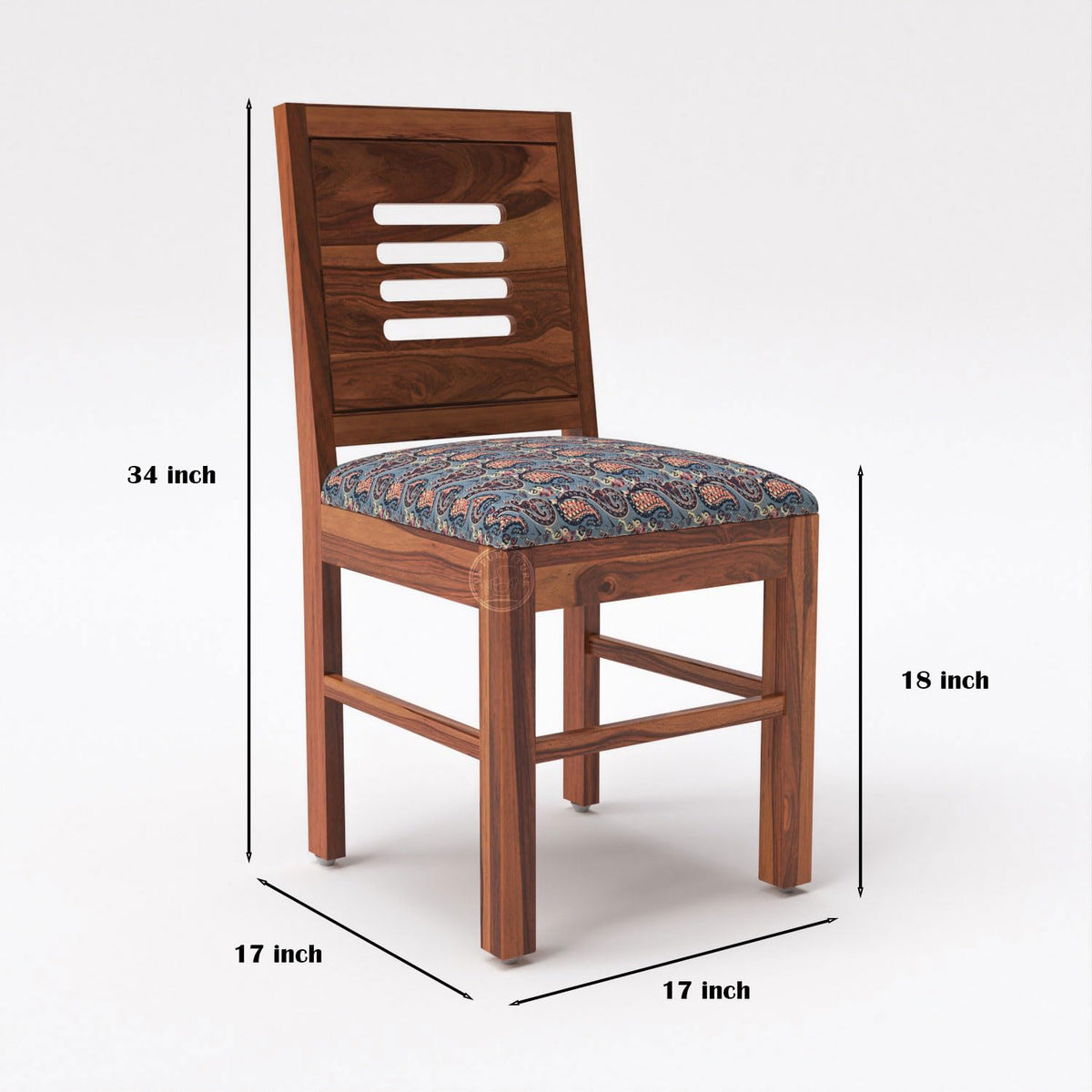 4 Seater Brown Dining Table Set with Patterned Cushioned Chairs