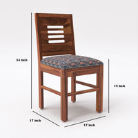 4 Seater Brown Dining Table Set with Patterned Cushioned Chairs
