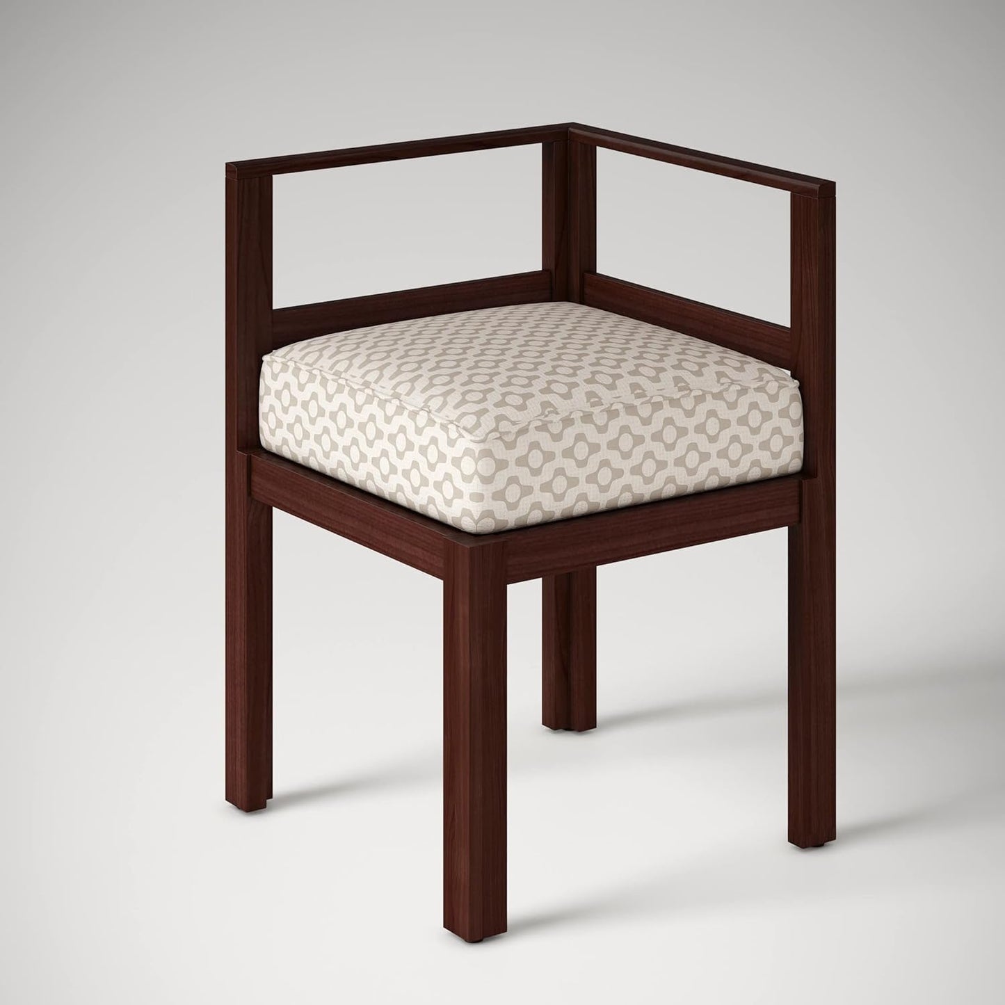 Wooden 4 Seater Dining Set with Cushioned Fabric Chairs