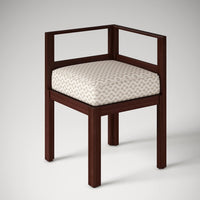 Wooden 4 Seater Dining Set with Cushioned Fabric Chairs