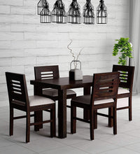 Dark Walnut 4 Seater Dining Table with Cushioned Chairs