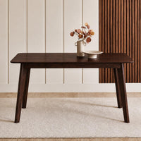4 Seater Dark Brown Dining Table Set with Cream Cushioned Chairs