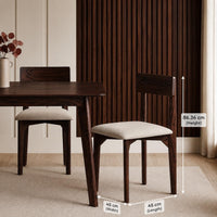 4 Seater Dark Brown Dining Table Set with Cream Cushioned Chairs