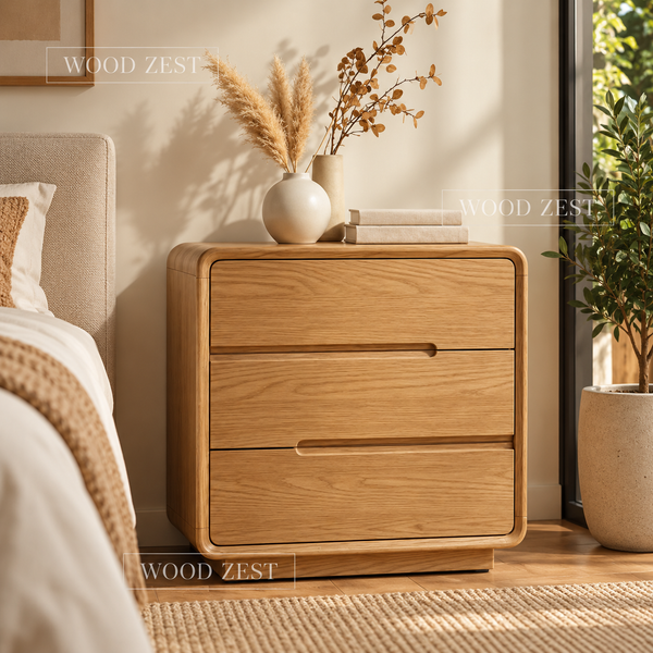 Natural Oak 3 Drawer Wooden Chest of Drawers for Bedroom