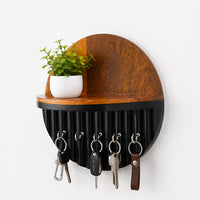 Wooden Wall Key Holder with Shelf
