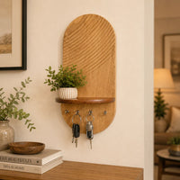 Wooden Wall Key Holder with Shelf