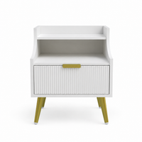Woodzest Modern White Bedside Table with Drawer & Open Shelf