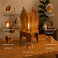 Modern Wooden Slat Table Lamp | Decorative Ambient Night Light for Home Decor