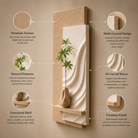 Modern 3D Textured Wall Art Panel with Display Shelf | Decorative Wall Decor