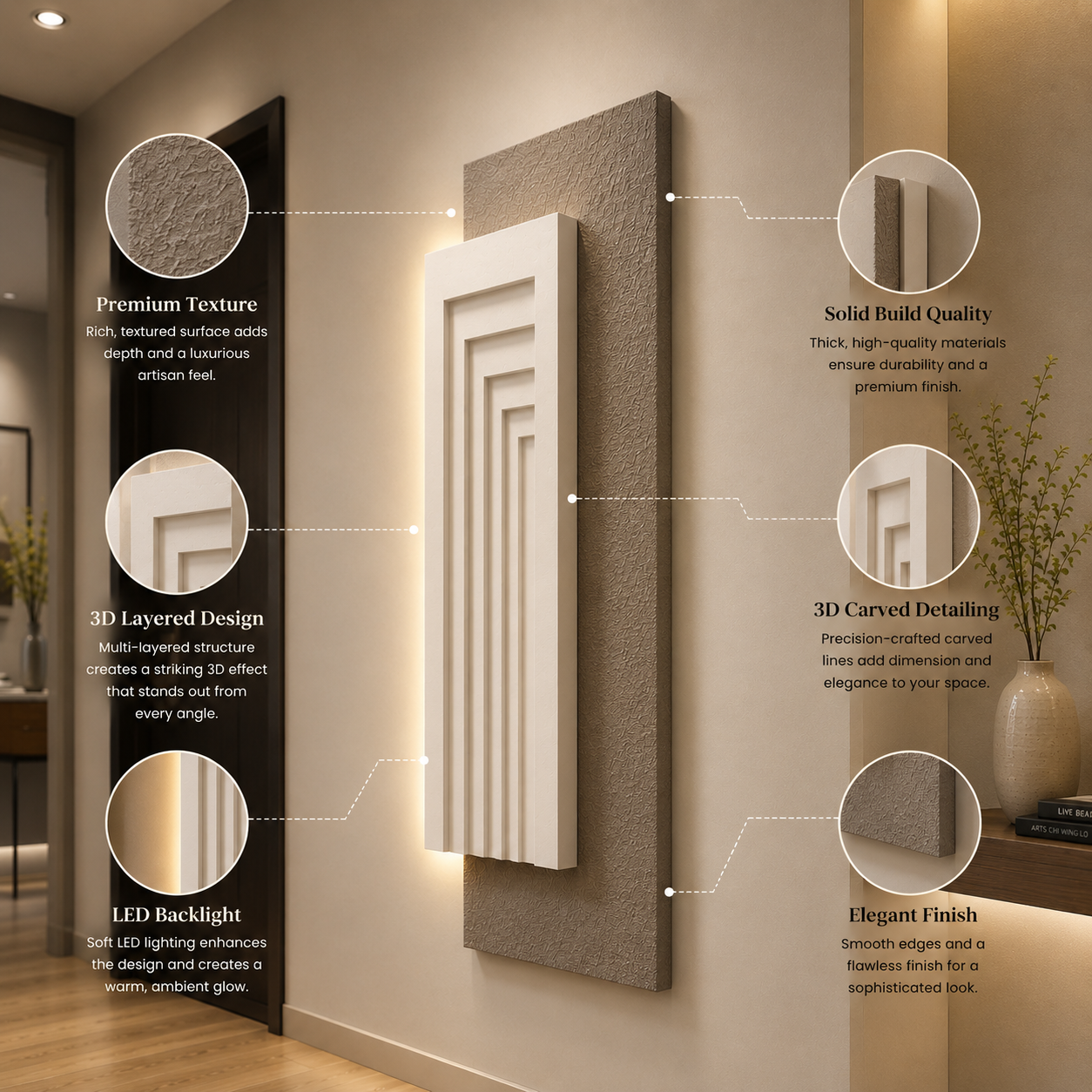 Modern LED Geometric Wall Art Panel | Luxury Backlit Wall Decor