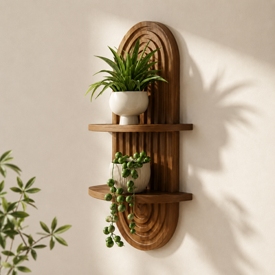 Premium Wooden Wall Shelf with Arch Design | Decorative Floating Shelf for Home