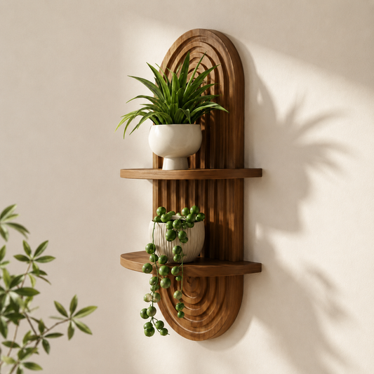 Premium Wooden Wall Shelf with Arch Design | Decorative Floating Shelf for Home