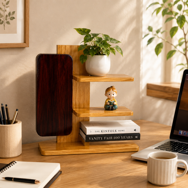 Auranest Multi-Purpose Wooden Wall Mounted & Desktop Shelf